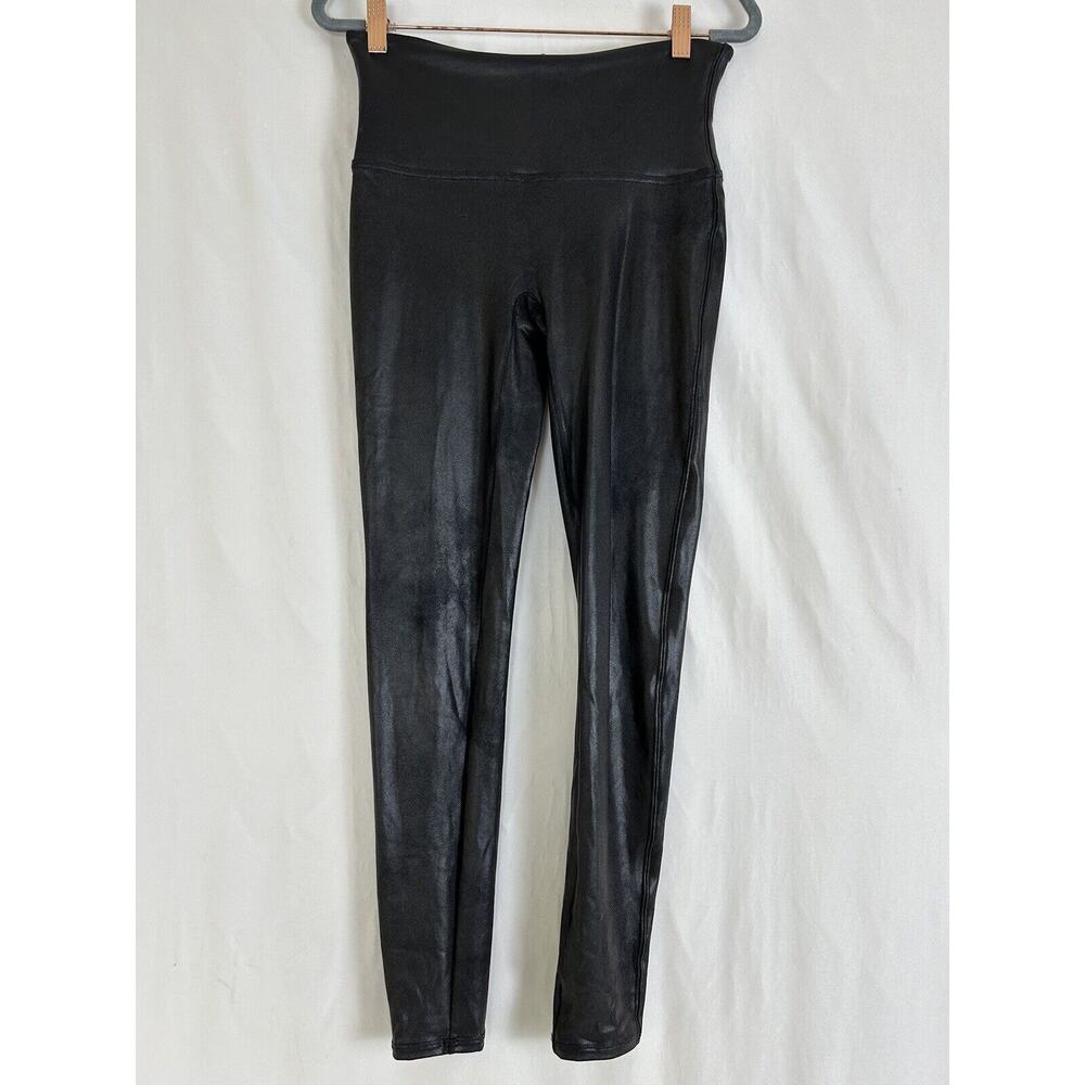 Spanx Leggings Womens Large‎ Black Faux Leather Pants Shapewear